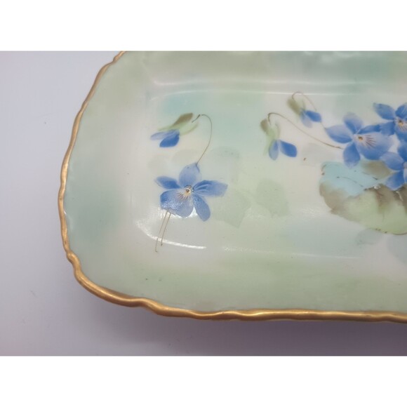 T&V Limoges France Violet Tray Vanity Dresser Signed Patzner Hand Painted Floral - Picture 5 of 9